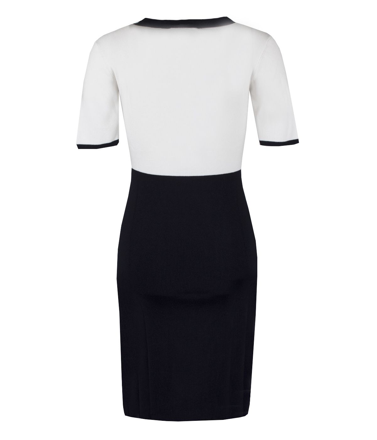 Knitted short-sleeved dress in contrasting tones, with collar and modal in the composition 1